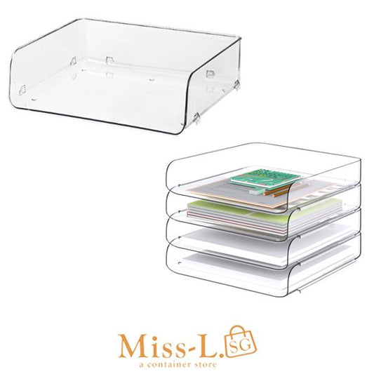 3 for $19.90-PAX-Transparent A4 Stackable Document Tray Table Organiser