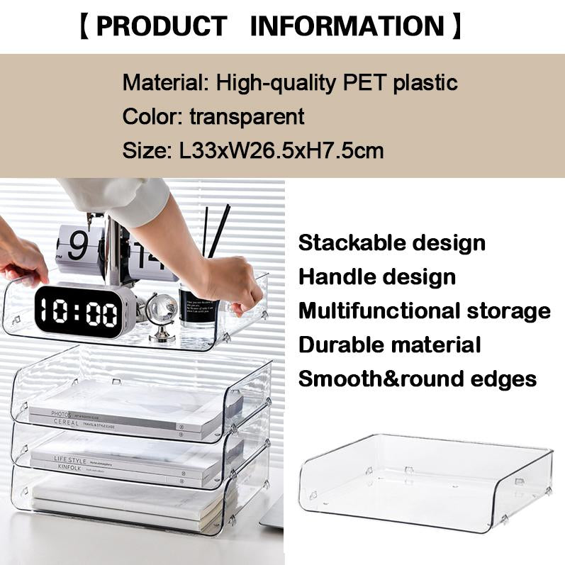 PAX-Transparent A4 Stackable Document Tray Table Organiser