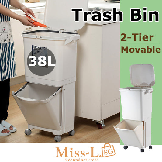 HEMNES-2 tier Movable Trash Bin